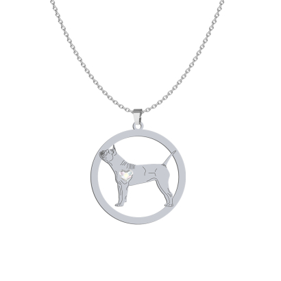 Silver Chongqing Dog engraved necklace with a heart, FREE ENGRAVING - MEJK Jewellery