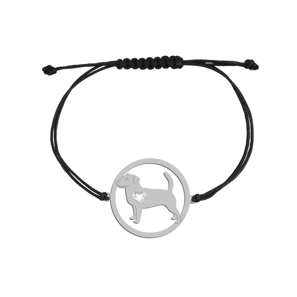 Bransoletka z psem Jack Russell Terrier Krótkowłosy srebro sznurek GRAWER GRATIS - MEJK Jewellery