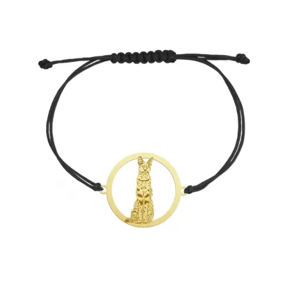 Pozłacana bransoletka Serwal Afrykański sznurek GRAWER GRATIS - MEJK Jewellery