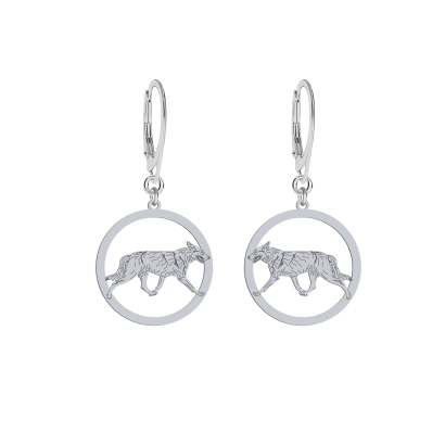 Silver Czechoslovakian Wolfdog engraved earrings - MEJK Jewellery