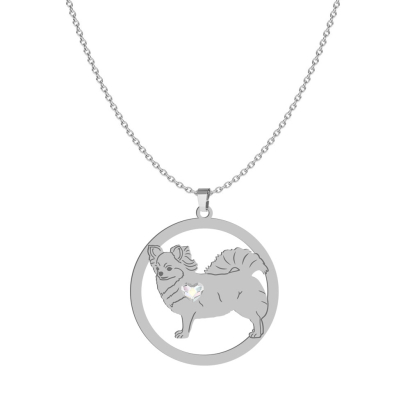 Silver Long-haired Chihuahua engraved necklace - MEJK Jewellery