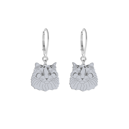 Silver Ragdoll Cat earrings, FREE ENGRAVING - MEJK Jewellery