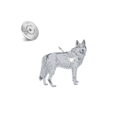 Wpinka z psem sercem Czechoslovakian Wolfdog srebro - MEJK Jewellery