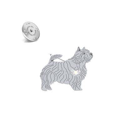 Wpinka z sercem psem Norwich Terrier srebro - MEJK Jewellery