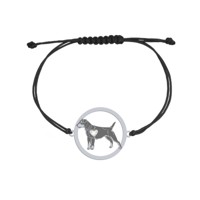 Bransoletka z psem Niemieckim Terierem Myśliwskim srebro sznurek GRAWER GRATIS - MEJK Jewellery