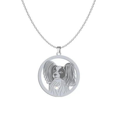 Naszyjnik z psem Papillon srebro GRAWER GRATIS - MEJK Jewellery