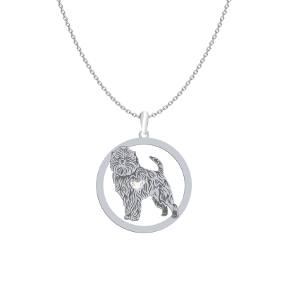 Silver Affenpinscher necklace with a heart, FREE ENGRAVING - MEJK Jewellery
