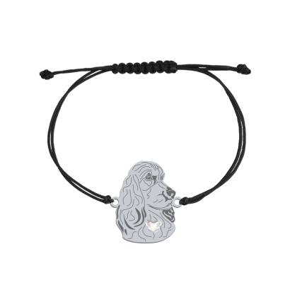Bransoletka z psem grawerem English Cocker Spaniel srebro sznurek GRAWER GRATIS - MEJK Jewellery