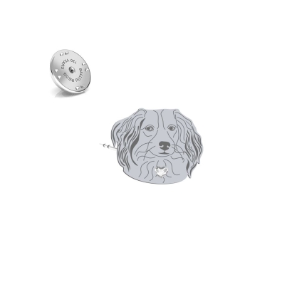 Silver Kooikerhondje jewellery pin with a heart - MEJK Jewellery