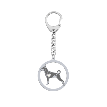 Brelok z psem Miniature Pinscher Dog Breed srebro GRAWER GRATIS - MEJK Jewellery