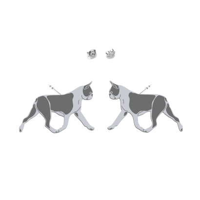 Kolczyki z psem Boston Terrier srebro - MEJK Jewellery