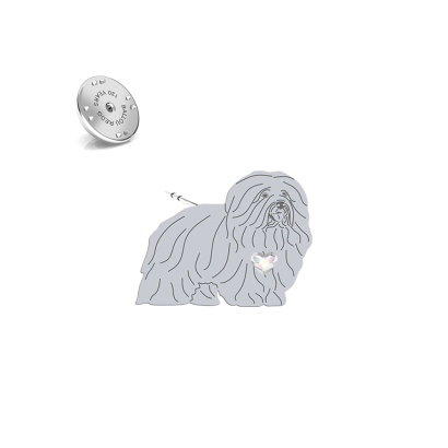 Silver Coton de Tulear pin with a heart - MEJK Jewellery