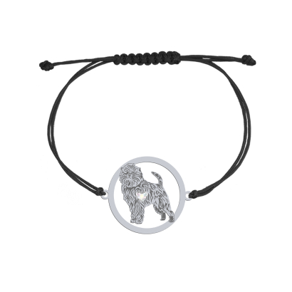 Bransoletka z psem Affenpinscher srebro sznurek GRAWER GRATIS - MEJK Jewellery