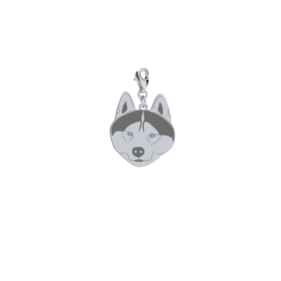 Charms z psem Husky Syberyjski srebro GRAWER GRATIS - MEJK Jewellery