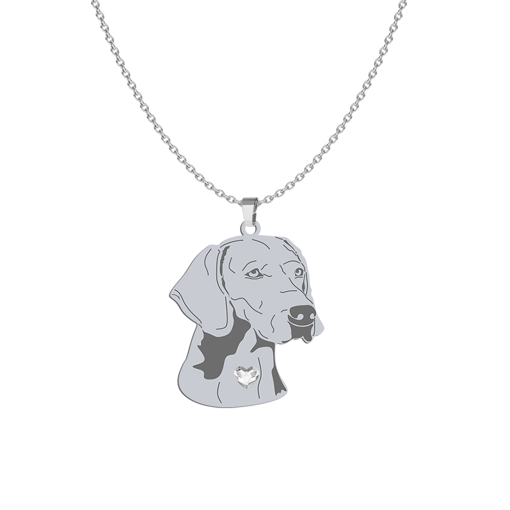 Silver Weimaraner engraved necklace with a heart - MEJK Jewellery