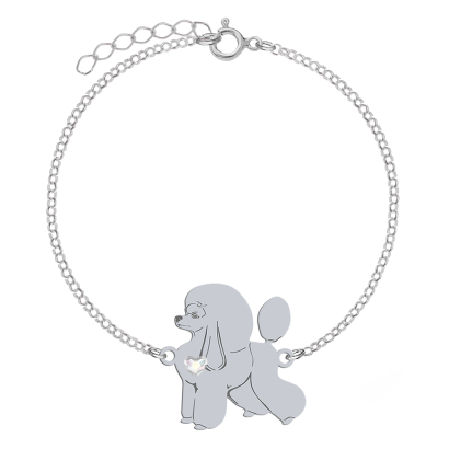Silver Poodle bracelet with a heart, FREE ENGRAVING - MEJK Jewellery