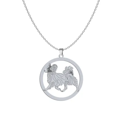 Naszyjnik z grawerem psem Papillon srebro - MEJK Jewellery