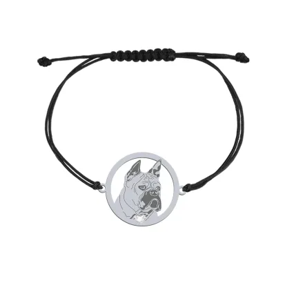 Bransoletka z psem sercem Chongqing Dog srebro sznurek GRAWER GRATIS - MEJK Jewellery