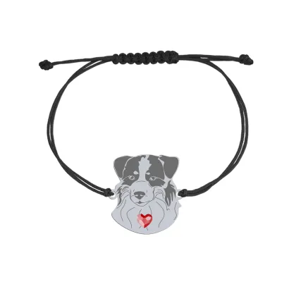 Bransoletka z psem Miniaturowy Owczarek Amerykański srebro sznurek GRAWER GRATIS - MEJK Jewellery