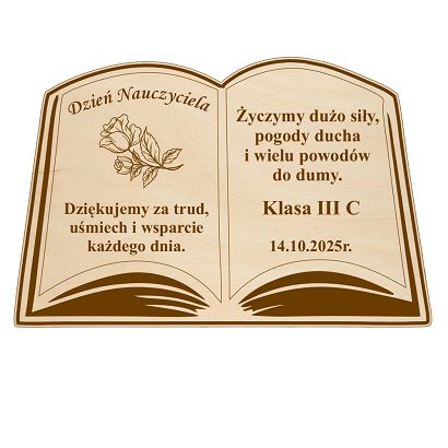 Magnes na Dzień Nauczyciela z Grawerem Książka Drewno