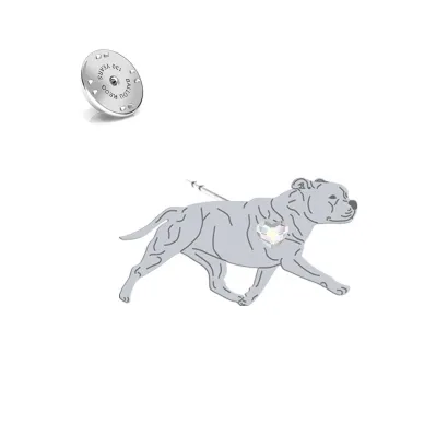 Wpinka z psem Staffordshire Bull Terrier srebro - MEJK Jewellery
