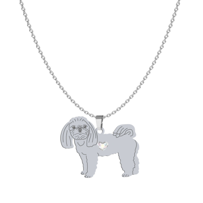 Silver Maltese necklace with a heart, FREE ENGRAVING - MEJK Jewellery