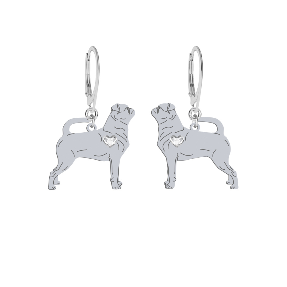 Silver Petit Brabancon earrings with a heart, FREE ENGRAVING - MEJK Jewellery