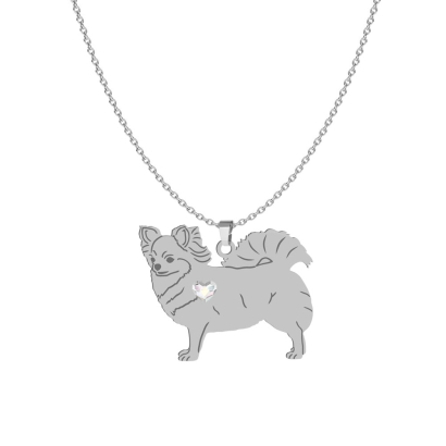 Silver Long-haired Chihuahua necklace, FREE ENGRAVING - MEJK Jewellery