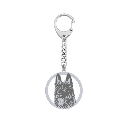 Silver Black German Shepherd engraved keyring - MEJK Jewellery
