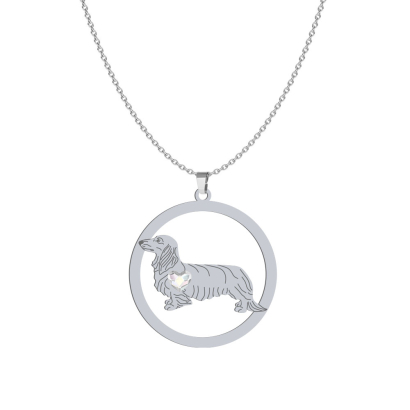 Silver Long-haired dachshund necklace, FREE ENGRAVING - MEJK Jewellery