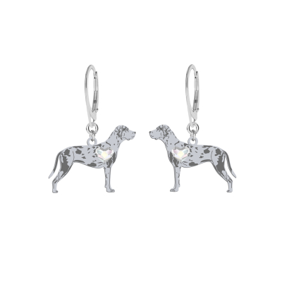 Silver Louisiana Catahoula earrings with a heart, FREE ENGRAVING - MEJK Jewellery