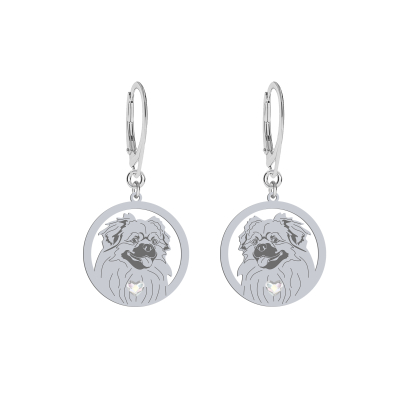Silver Tibetan Spaniel engraved earrings - MEJK Jewellery