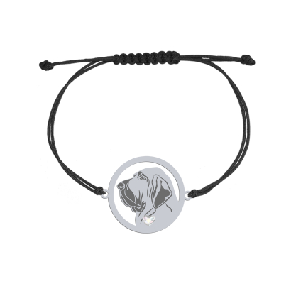 Bransoletka z psem Fila Brasileiro srebro sznurek GRAWER GRATIS - MEJK Jewellery