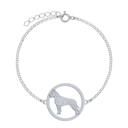 Silver American Staffordshire Terrier-Amstaff engraved bracelet - MEJK Jewelery