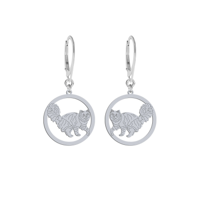Silver Siberian Cat earrings, FREE ENGRAVING - MEJK Jewellery