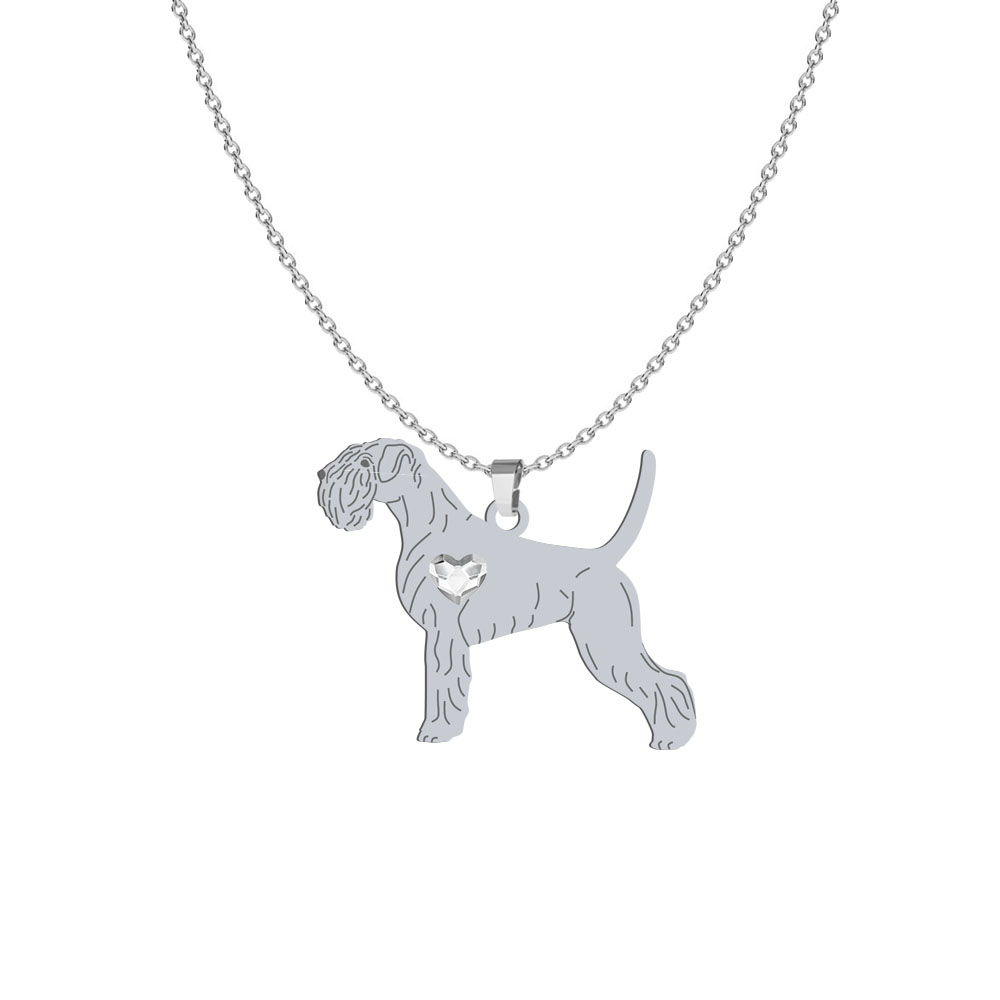 Silver Schnauzer engraved necklace with a heart - MEJK Jewellery