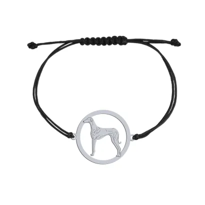 Bransoletka z psem Chart Afrykański srebro sznurek GRAWER GRATIS - MEJK Jewellery