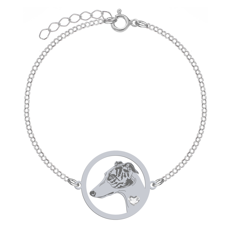 Silver Greyhound engraved bracelet with a heart - MEJK Jewellery