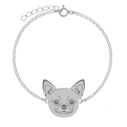 Silver Short-haired Chihuahua bracelet, FREE ENGRAVING - MEJK Jewellery