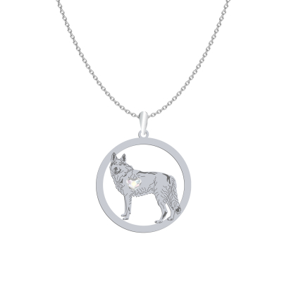 Silver Czechoslovakian Wolfdog  engraved necklace with a heart - MEJK Jewellery