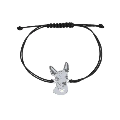 Bransoletka z psem Mexican Hairless srebro sznurek GRAWER GRATIS - MEJK Jewellery