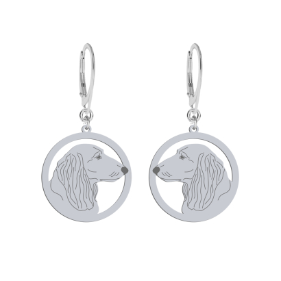 Silver Long-haired dachshund engraved earrings - MEJK Jewellery
