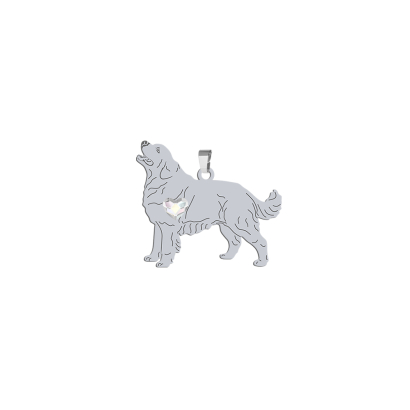 Silver Tatra Shepherd Dog pendant with a heart, FREE ENGRAVING - MEJK Jewellery
