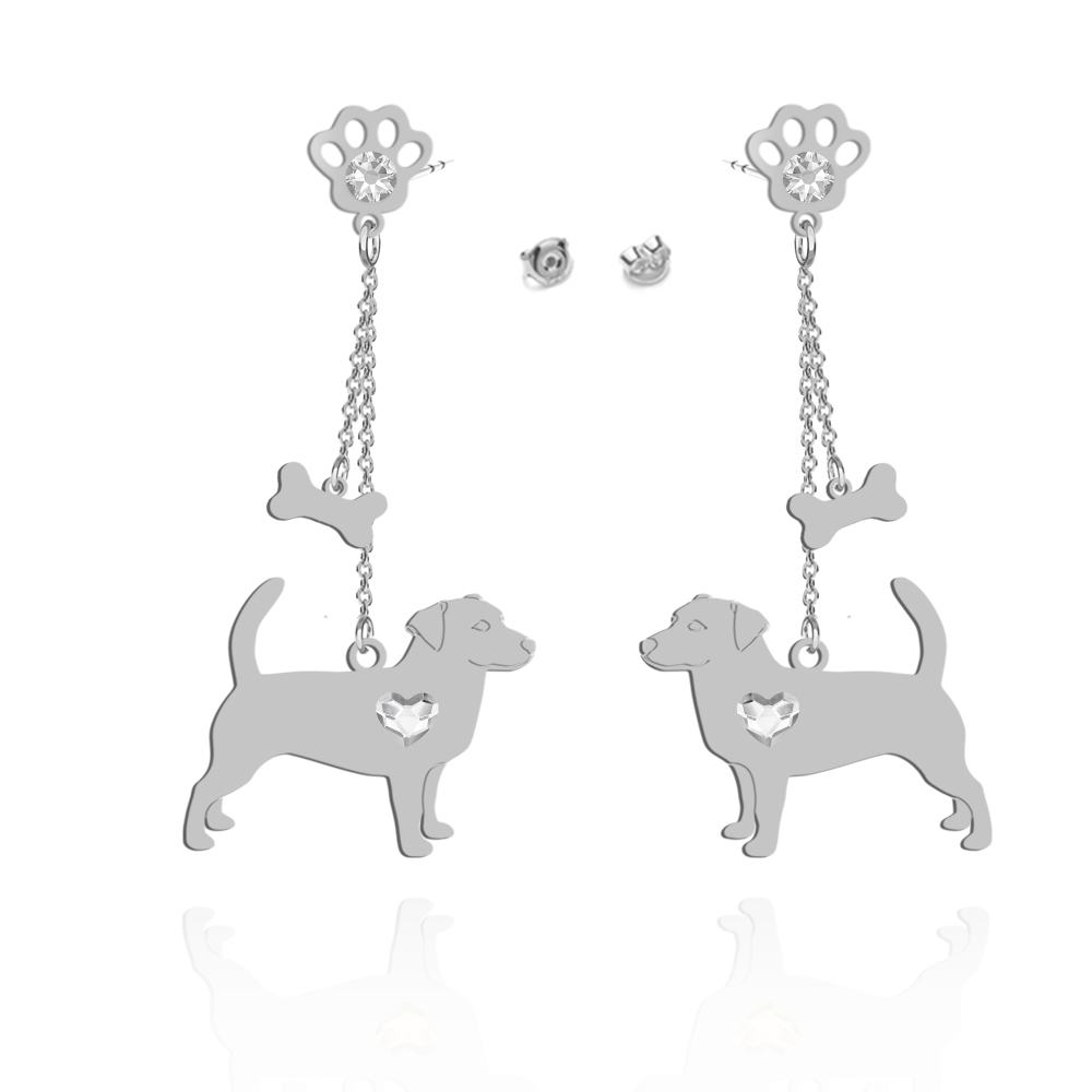 Silver Short-haired Jack Russell Terrier engraved earrings - MEJK Jewellery