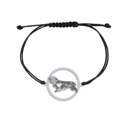 Bransoletka z psem Sussex Spaniel srebro sznurek GRAWER GRATIS - MEJK Jewellery