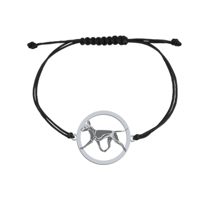 Bransoletka z psem Xolo srbro sznurek GRAWER GRATIS - MEJK Jewellery