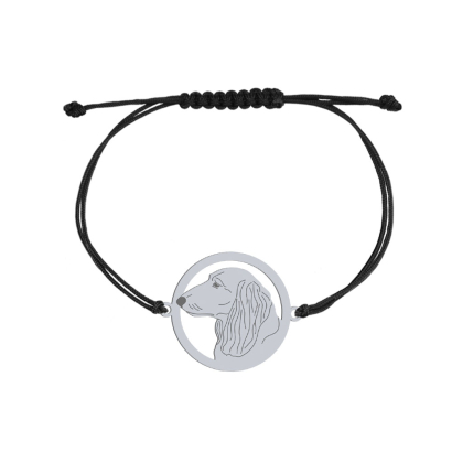 Silver Long-haired dachshund string bracelet, FREE ENGRAVING - MEJK Jewellery