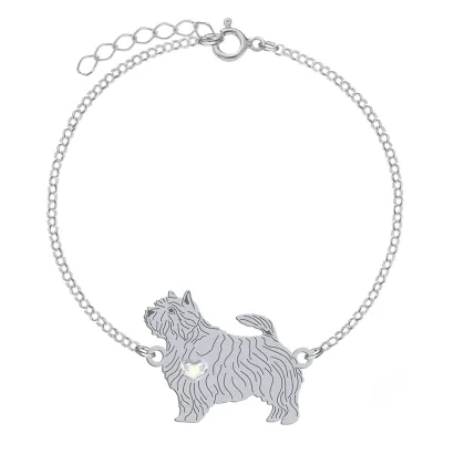 Bransoletka z sercem psem Norwich Terrier srebro GRAWER GRATIS - MEJK Jewellery