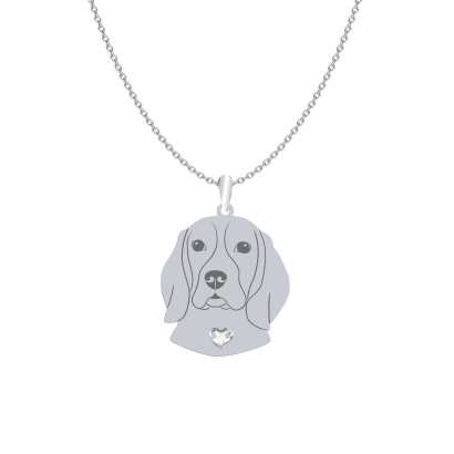 Silver Beagle engraved necklace with a heart - MEJK Jewellery