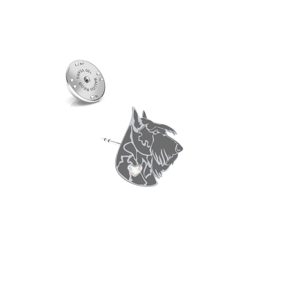 Silver Scottish Terrier pin with a heart - MEJK Jewellery